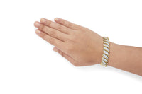 10K Yellow Gold 6.00 Cttw Pave Diamond S-Link Wave Link Bracelet (H-I Color, I2-I3 Clarity) - 7