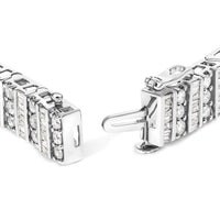 14K White Gold 6.00 Cttw Alternating Round and Baguette Diamond Tennis Bracelet (H-I Color, I1-I2 Clarity) - 7