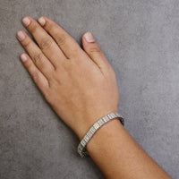 14K White Gold 6.00 Cttw Alternating Round and Baguette Diamond Tennis Bracelet (H-I Color, I1-I2 Clarity) - 7