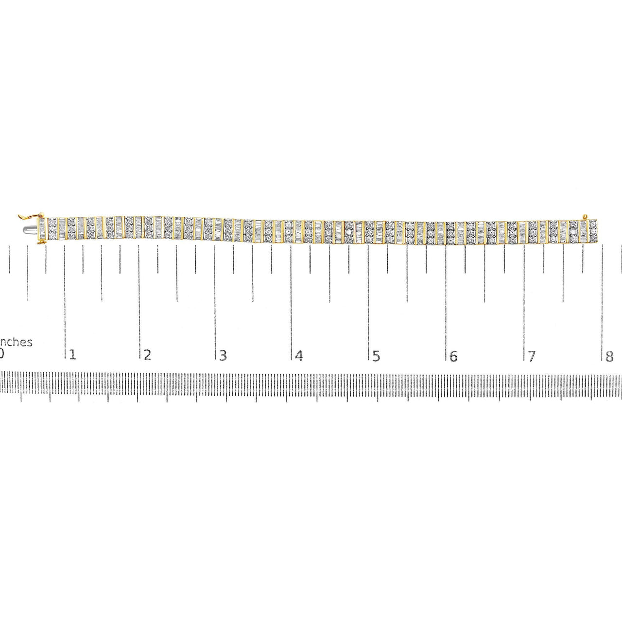 14K Yellow Gold Round and Baguette-Cut Diamond Bracelet (5.50 cttw, H-I Color, I1-I2 Clarity)