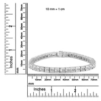 14K White Gold 4 3/8 Cttw Alternating Invisible Set Princess and Baguette Diamond Tennis Bracelet (G-H Color, VS1-VS2 Clarity) - Size 7