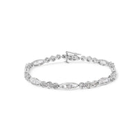 14k White Gold 2 1/2 Cttw Diamond Alternating Floral Cluster and Oval Link 7