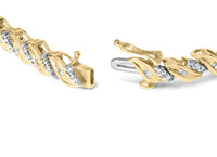 10k Yellow Gold 1.00 Cttw Round-Cut and Baguette-Cut S-Link 7.25
