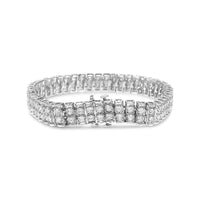 .925 Sterling Silver 4.0 Cttw Diamond Double Row Tennis Bracelet (I-J Color, I1-I2 Clarity) - 7.5