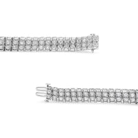 .925 Sterling Silver 4.0 Cttw Diamond Double Row Tennis Bracelet (I-J Color, I1-I2 Clarity) - 7.5