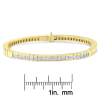 14K Yellow Gold 1-1/10 Cttw Princess & Baguette Cut Diamond 7