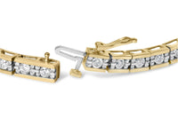 14K Yellow Gold 4.00 Cttw Channel Set Diamond Tennis Bracelet (J-K Color, I1-I2 Clarity) - 7.5