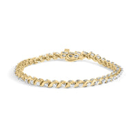 14K Yellow Gold 3 1/8 Cttw Diamond Swirl Link Bracelet (H-I Color, I1-I2 Clarity) - 7