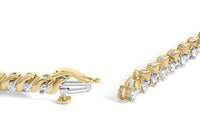 14K Yellow Gold 3 1/8 Cttw Diamond Swirl Link Bracelet (H-I Color, I1-I2 Clarity) - 7