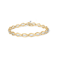 10k Yellow Gold 1/3 Cttw Diamond 3 Stone Teardrop Design Link Bracelet (I-J Color, I1-I2 Clarity) - 7.25