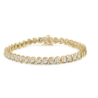 10K Yellow Gold 3 cttw Round-Cut Diamond Spiral Link 7.50