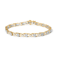 10K Yellow Gold 1.00 Cttw Round Cut Diamond Cross Link 7