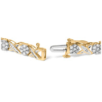 10K Yellow Gold 1.00 Cttw Round Cut Diamond Cross Link 7