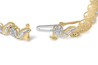 10K Yellow Gold 2.00 Cttw Round-Cut and Baguette-Cut Diamond Floral Design Swirl Link 7