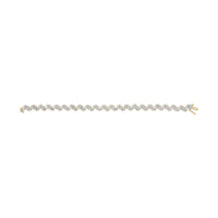 10k Yellow Gold 3.00 Cttw Round-Cut and Baguette-Cut Diamond Floral Link 7.50