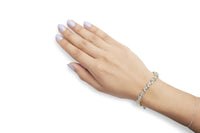 10k Yellow Gold 3.00 Cttw Round-Cut and Baguette-Cut Diamond Floral Link 7.50