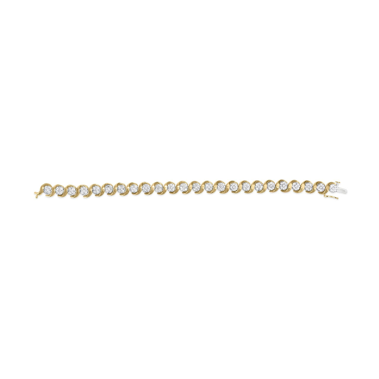 10K Yellow Gold 4.00 Cttw Round-Cut Diamond Floral Link 7.5" Bracelet (H-I Color, I2-I3 Clarity)