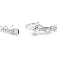10K White Gold 1.00 Cttw Round-Cut Diamond Tennis Bracelet with Swirl Link (H-I Color, I3 Clarity) - 7