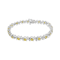 .925 Sterling Silver Lab-Grown Birthstone and 1/6 Cttw Round Diamond Tennis Bracelet (H-I Color, I1-I2 Clarity)