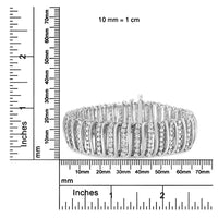 .925 Sterling Silver 8 1/2 Cttw Diamond 7 Row Chevron 
