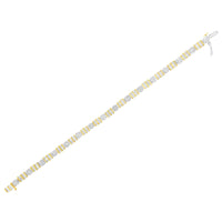14K Gold 3-3/8 Cttw Round & Baguette-Cut Diamond Cluster Alternating Station 7