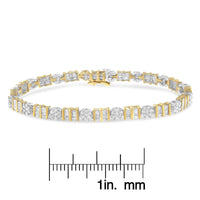 14K Gold 3-3/8 Cttw Round & Baguette-Cut Diamond Cluster Alternating Station 7