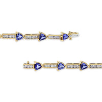 14K Yellow Gold 1 5/8 Cttw Diamond and 5MM Trillion Blue Tanzanite Link Bracelet (H-I Color, I1-I2 Clarity) - 7