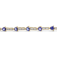 14K Yellow Gold 1 5/8 Cttw Diamond and 5MM Trillion Blue Tanzanite Link Bracelet (H-I Color, I1-I2 Clarity) - 7
