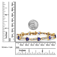 14K Yellow Gold 1 5/8 Cttw Diamond and 5MM Trillion Blue Tanzanite Link Bracelet (H-I Color, I1-I2 Clarity) - 7