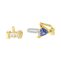14K Yellow Gold 4x3 Trillion Cut Purple Tanzanite and Diamond Link Bracelet (H-I Color, SI2-I1 Clarity) - 7