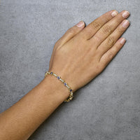 14K Yellow Gold 4x3 Trillion Cut Purple Tanzanite and Diamond Link Bracelet (H-I Color, SI2-I1 Clarity) - 7