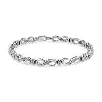 .925 Sterling Silver 1/6 Cttw Diamond Accent Infinity Link Bracelet (I-J Color, I3 Promo Clarity) - 7