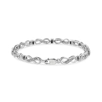 .925 Sterling Silver 1/6 Cttw Diamond Accent Infinity Link Bracelet (I-J Color, I3 Promo Clarity) - 7