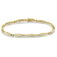 14K Yellow Gold 2.0 Cttw Round Brilliant-Cut & Baguette Cut Diamond Bezel and Tapered Link 7