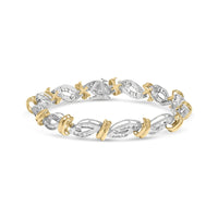 14k Two Toned Gold 2.00 Cttw Diamond Bypass and Swirl Link Bracelet (H-I Color, SI1-SI2 Clarity) - 7