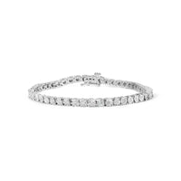 10k White Gold 1.0 Cttw Round-Cut Diamond Miracle Plate Tennis 7
