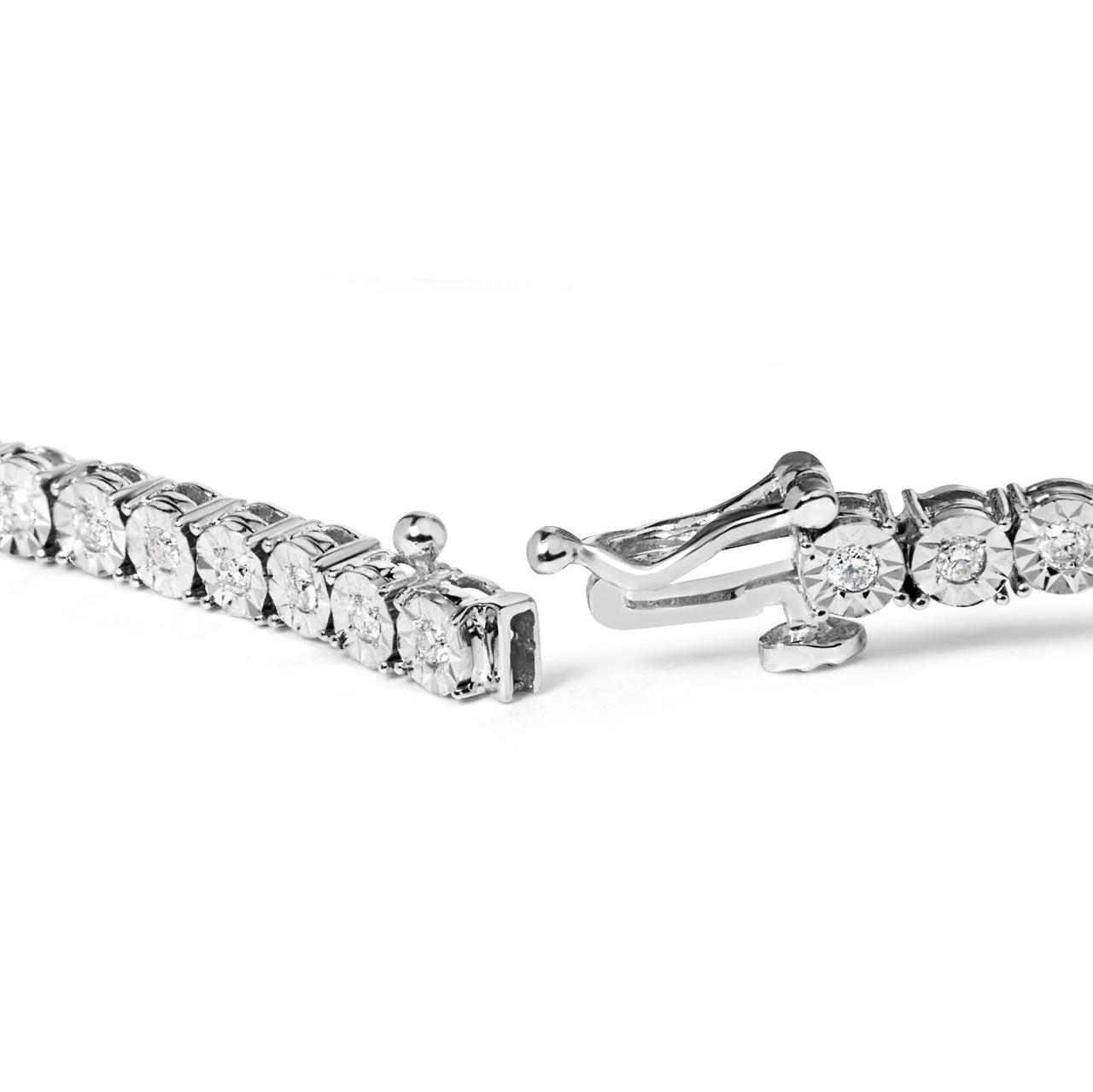 10k White Gold 1.0 Cttw Round-Cut Diamond Miracle Plate Tennis 7" Bracelet (I-J Color, SI2-I1 Clarity)