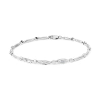 18K White Gold Diamond Accent 3 Stone Link 7
