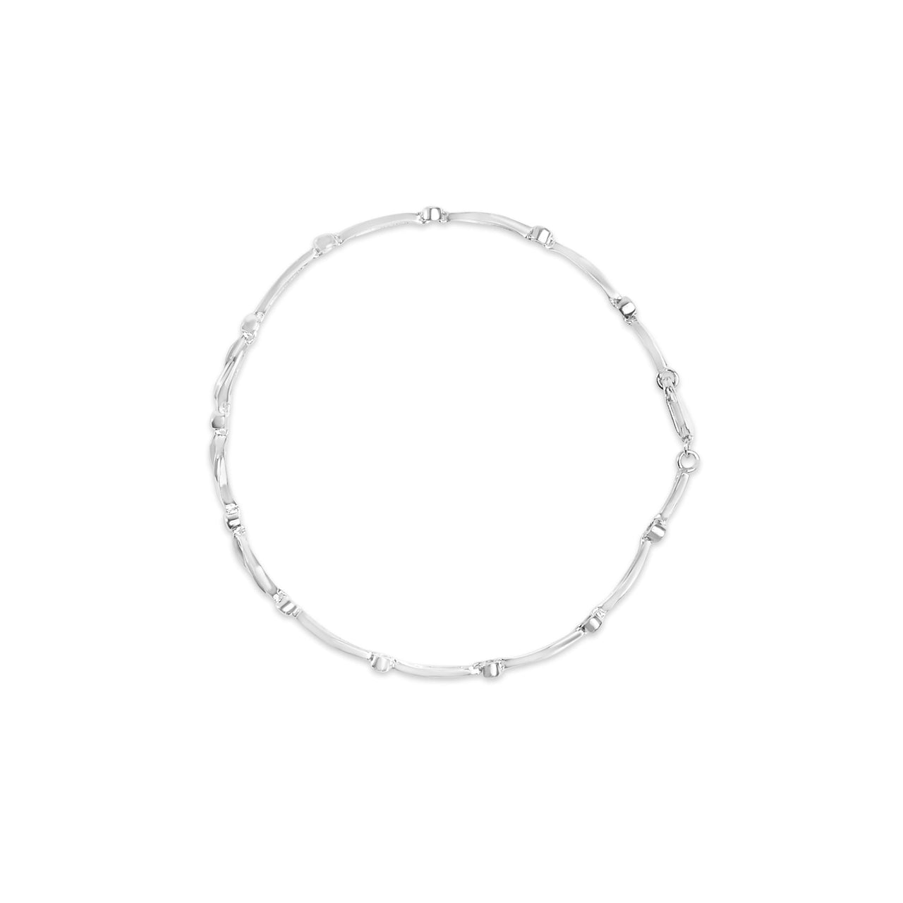 18K White Gold Diamond Accent 3 Stone Link 7" Bracelet (I-J Color, I1-I2 Clarity)