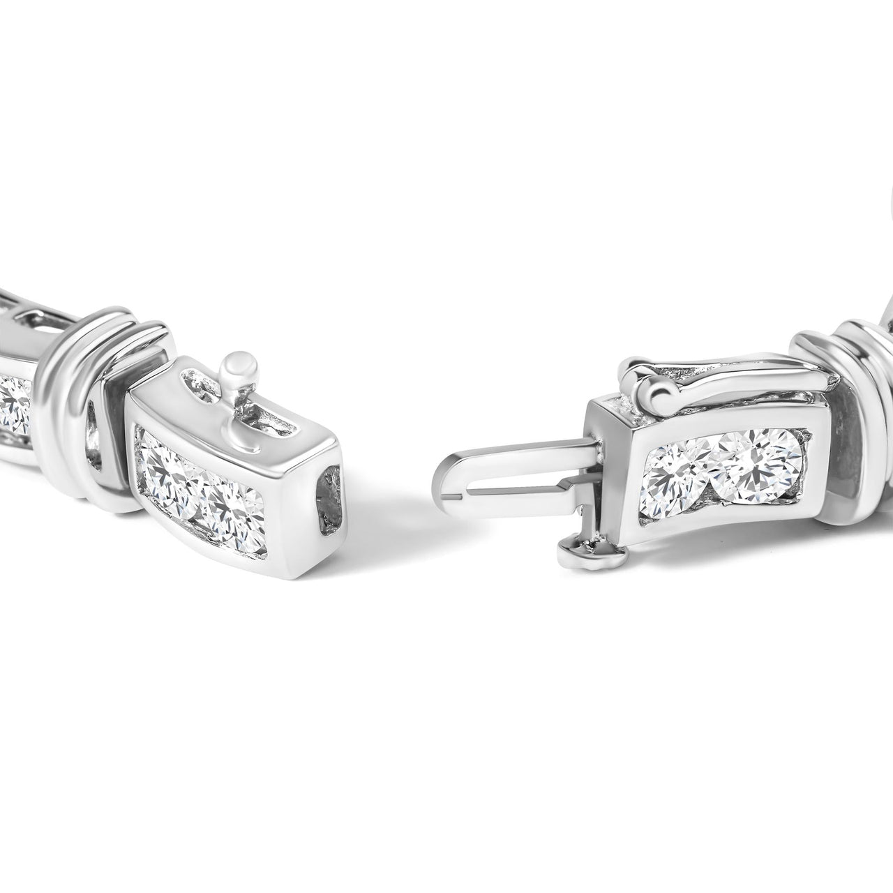 14K White Gold 6 3/4 Cttw Diamond 4 Stone Link Bracelet (H-I Color, I1-I2 Clarity) - 7" Inches