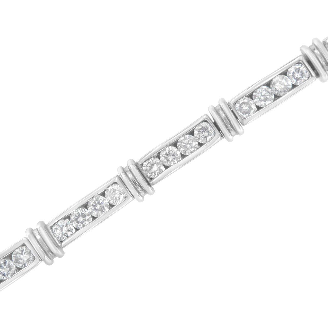 14K White Gold 6 3/4 Cttw Diamond 4 Stone Link Bracelet (H-I Color, I1-I2 Clarity) - 7" Inches