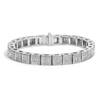 14K White Gold 2 1/5 Cttw Princess Diamond Box Link with Milgrain Tennis Bracelet (H-I Color, SI1-SI2 Clarity) - 6