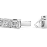 14K White Gold 2 1/5 Cttw Princess Diamond Box Link with Milgrain Tennis Bracelet (H-I Color, SI1-SI2 Clarity) - 6