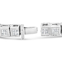14K White Gold 2 1/5 Cttw Princess Diamond Box Link with Milgrain Tennis Bracelet (H-I Color, SI1-SI2 Clarity) - 6