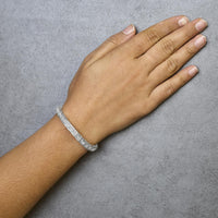 14K White Gold 2 1/5 Cttw Princess Diamond Box Link with Milgrain Tennis Bracelet (H-I Color, SI1-SI2 Clarity) - 6