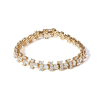 14K Yellow Gold 10 1/2 Cttw Diamond Tapered Baguette Sunburst Link Bracelet (H-I Color, SI1-SI2 Clarity) - Size 7.25