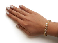 14K Yellow Gold 10 1/2 Cttw Diamond Tapered Baguette Sunburst Link Bracelet (H-I Color, SI1-SI2 Clarity) - Size 7.25