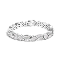 14K White Gold 8 5/8ct Cttw Princess and Baguette Diamond Geometric Twist Link Bracelet (G-H Color, VS1-VS2 Clarity) - 7
