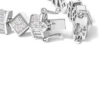 14K White Gold 9.0 Cttw Princess and Baguette Diamond Geometrical Style Link Bracelet (G-H Color, VS1-VS2 Clarity) - 7