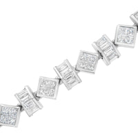 14K White Gold 9.0 Cttw Princess and Baguette Diamond Geometrical Style Link Bracelet (G-H Color, VS1-VS2 Clarity) - 7